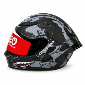 LEO Premium Imported Helmet  - Matte Black / Camo Grey Shark